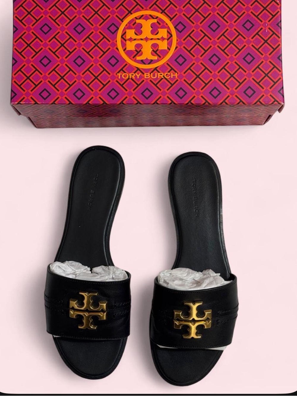 Tory Burch Everly Black Slides